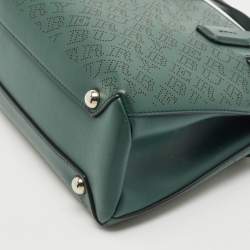 Burberry Green Perforated Leather Small Banner Tote