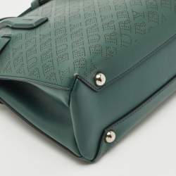 Burberry Green Perforated Leather Small Banner Tote