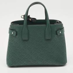 Burberry Green Perforated Leather Small Banner Tote