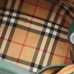Burberry Green Perforated Leather Small Banner Tote