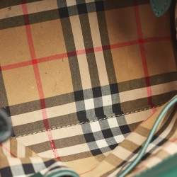 Burberry Green Perforated Leather Small Banner Tote