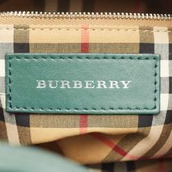 Burberry Green Perforated Leather Small Banner Tote