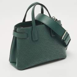 Burberry Green Perforated Leather Small Banner Tote