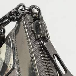 Pre Owned Burberry Metallic/Beige Nova Check PVC and Leather Zip Wristlet Clutch