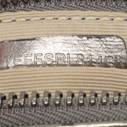 Pre Owned Burberry Metallic/Beige Nova Check PVC and Leather Zip Wristlet Clutch