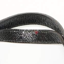 Pre Owned Burberry Black Beat Check Nylon And Patent Leather Small Lowry Tote