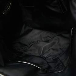 Pre Owned Burberry Black Beat Check Nylon And Patent Leather Small Lowry Tote