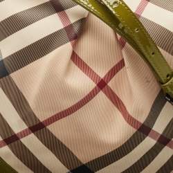 Pre Owned Burberry Olive Green/Beige Supernova Check PVC Dryden Crossbody Bag