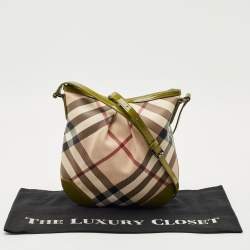 Pre Owned Burberry Olive Green/Beige Supernova Check PVC Dryden Crossbody Bag