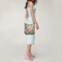 Pre Owned Burberry Olive Green/Beige Supernova Check PVC Dryden Crossbody Bag