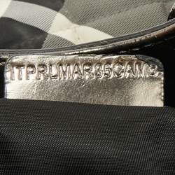 Pre Owned Burberry Black/Grey Beat Check Nylon and Patent Leather Small Healy Tote