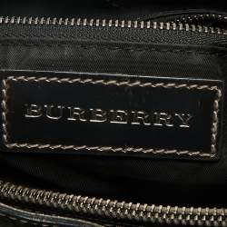 Pre Owned Burberry Black/Grey Beat Check Nylon and Patent Leather Small Healy Tote