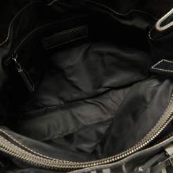 Pre Owned Burberry Black/Grey Beat Check Nylon and Patent Leather Small Healy Tote