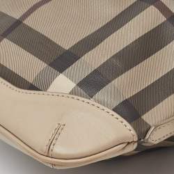 Pre Owned Burberry Beige/Grey Smoked Check Coated Canvas and Leather Hartham Shoulder Bag