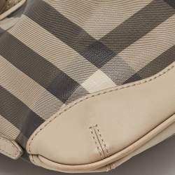 Pre Owned Burberry Beige/Grey Smoked Check Coated Canvas and Leather Hartham Shoulder Bag