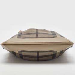 Pre Owned Burberry Beige/Grey Smoked Check Coated Canvas and Leather Hartham Shoulder Bag
