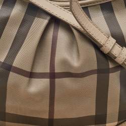 Pre Owned Burberry Beige/Grey Smoked Check Coated Canvas and Leather Hartham Shoulder Bag