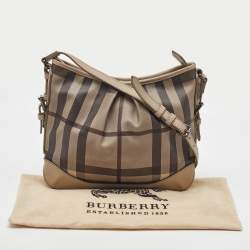 Pre Owned Burberry Beige/Grey Smoked Check Coated Canvas and Leather Hartham Shoulder Bag