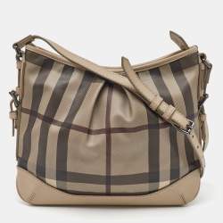 Burberry Beige/Grey Smoked Check Coated Canvas and Leather Hartham Shoulder Bag