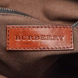 Pre Owned Burberry Beige/Brown Housecheck Canvas and Leather Slim Tote
