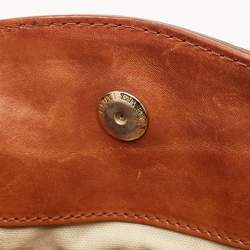 Pre Owned Burberry Brown Mega Check Fabric and Leather Tote