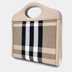 Pre Owned Burberry Beige Fabric and Leather Pocket Bag Mini