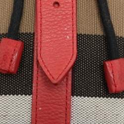 Pre Owned Burberry Beige/Pink Mega Check Canvas and Leather Drifton Backpack