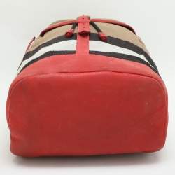 Pre Owned Burberry Beige/Pink Mega Check Canvas and Leather Drifton Backpack