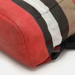 Pre Owned Burberry Beige/Pink Mega Check Canvas and Leather Drifton Backpack