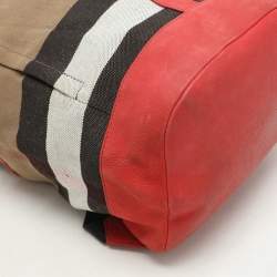 Pre Owned Burberry Beige/Pink Mega Check Canvas and Leather Drifton Backpack