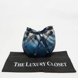 Pre Owned حقيبة كروس بودي برابري قماش مطلي أومبري أزرق سوبرنوفا كارو برباط