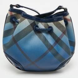 Pre Owned حقيبة كروس بودي برابري قماش مطلي أومبري أزرق سوبرنوفا كارو برباط