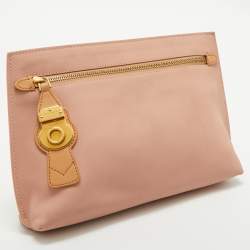 Pre Owned Burberry Pink Leather Pendleton Clutch