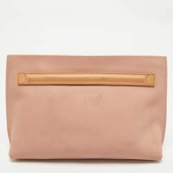 Pre Owned Burberry Pink Leather Pendleton Clutch