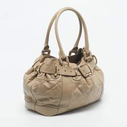 Pre Owned Burberry Beige Quilted Leather Beaton Tote