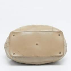 Pre Owned Burberry Beige Quilted Leather Beaton Tote