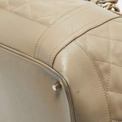 Pre Owned Burberry Beige Quilted Leather Beaton Tote