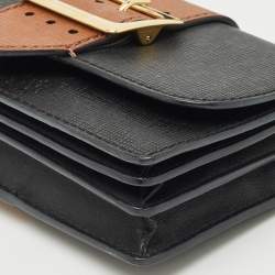 مملوكة مسبقًا Burberry Black/Brown Leather Madison Buckle Flap Crossbody Bag