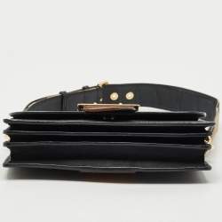 مملوكة مسبقًا Burberry Black/Brown Leather Madison Buckle Flap Crossbody Bag