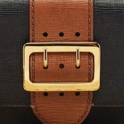 مملوكة مسبقًا Burberry Black/Brown Leather Madison Buckle Flap Crossbody Bag