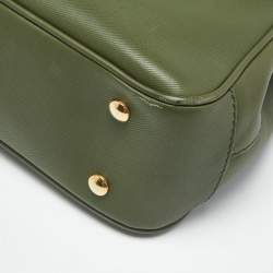 Pre Owned Burberry Green/Burgundy Leather Medium DK88 Top Handle Bag