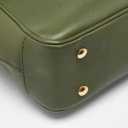 Pre Owned Burberry Green/Burgundy Leather Medium DK88 Top Handle Bag