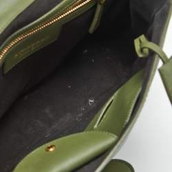 Pre Owned Burberry Green/Burgundy Leather Medium DK88 Top Handle Bag