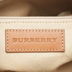 Pre Owned Burberry Brown/Beige Haymarket Coated Canvas and Leather Satchel