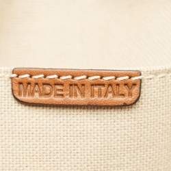 Pre Owned Burberry Brown/Beige Haymarket Coated Canvas and Leather Satchel