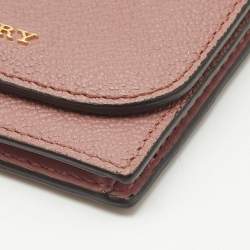 Pre Owned Burberry Pink Leather Compact Wallet