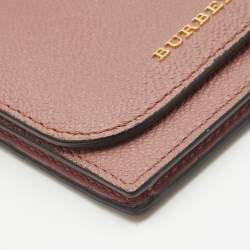 Pre Owned Burberry Pink Leather Compact Wallet
