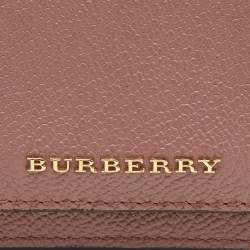 Pre Owned Burberry Pink Leather Compact Wallet