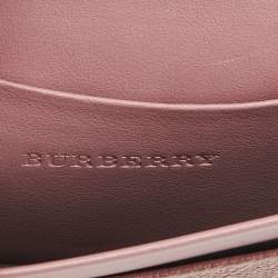 Pre Owned Burberry Pink Leather Compact Wallet