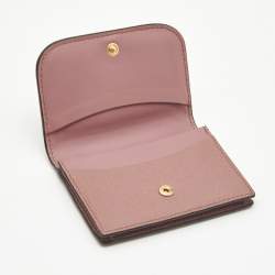 Pre Owned Burberry Pink Leather Compact Wallet
